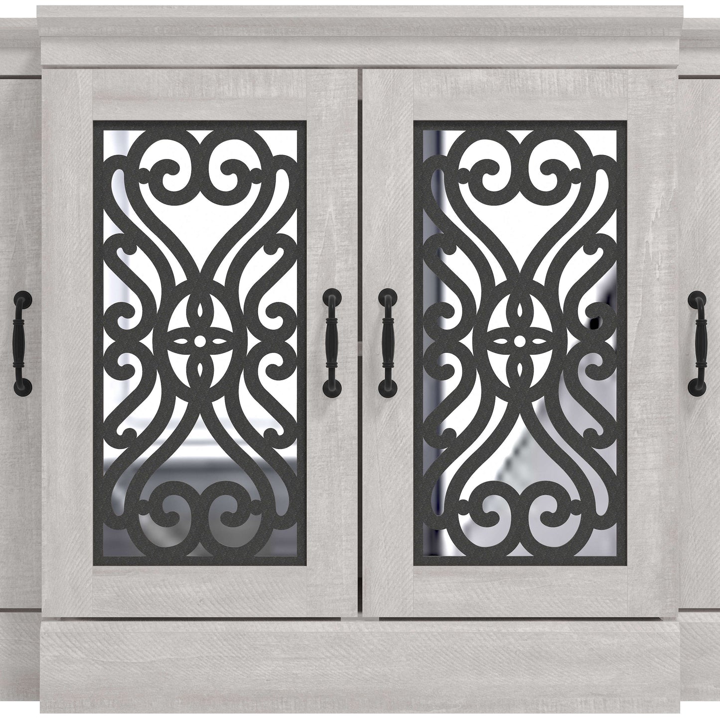 Galano 4-Door Sideboard with Mirrored Cut-Out Storage 60.4" W × 18.2" D × 29.3" H