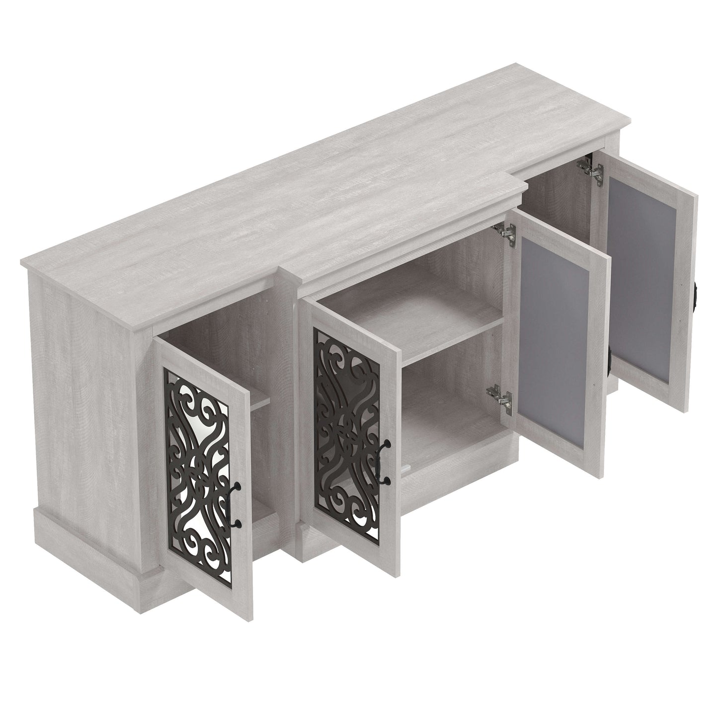 Galano 4-Door Sideboard with Mirrored Cut-Out Storage 60.4" W × 18.2" D × 29.3" H