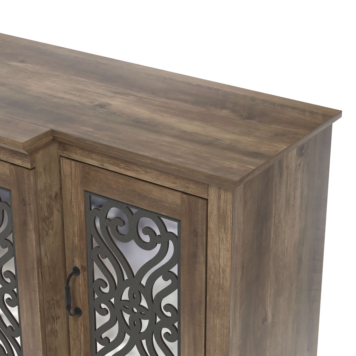 Galano 4-Door Sideboard with Mirrored Cut-Out Storage 60.4" W × 18.2" D × 29.3" H
