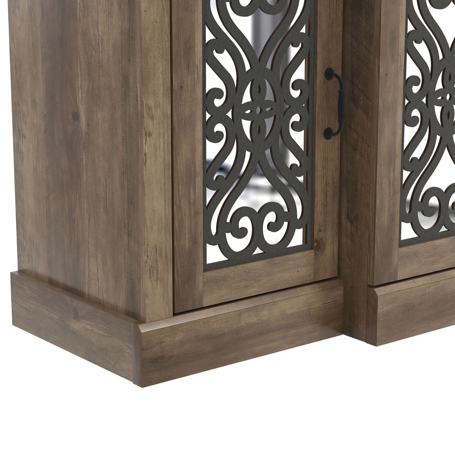 Galano 4-Door Sideboard with Mirrored Cut-Out Storage 60.4" W × 18.2" D × 29.3" H