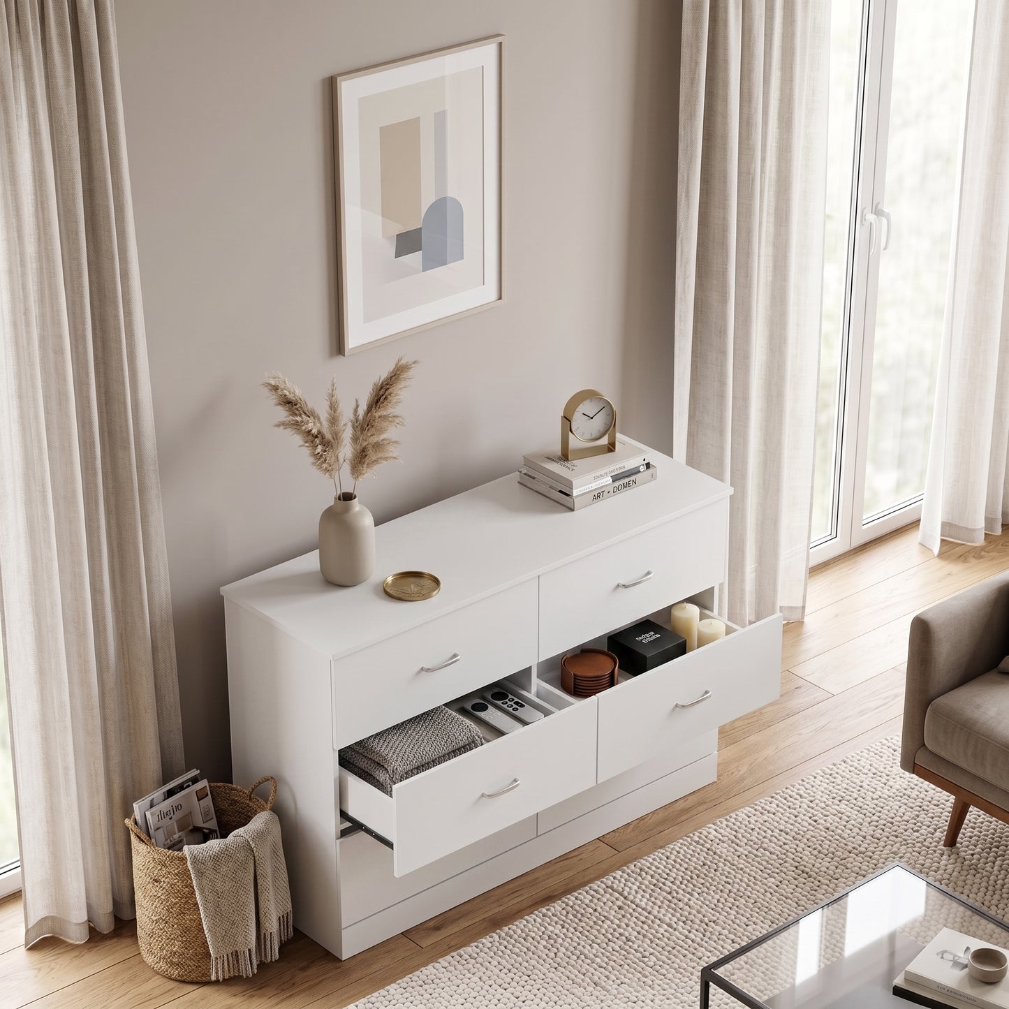 Galano Modern 6-Drawer Double Dresser for Bedroom with Interlocking Drawers & Anti-Tip Kit, 47" Wide