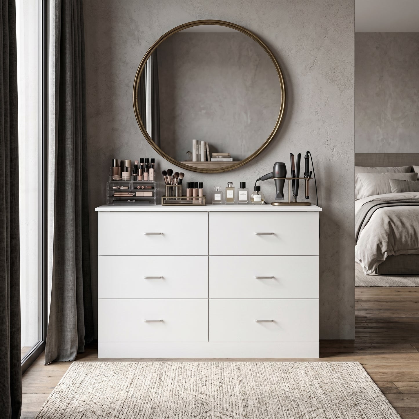 Galano Modern 6-Drawer Double Dresser for Bedroom with Interlocking Drawers & Anti-Tip Kit, 47" Wide