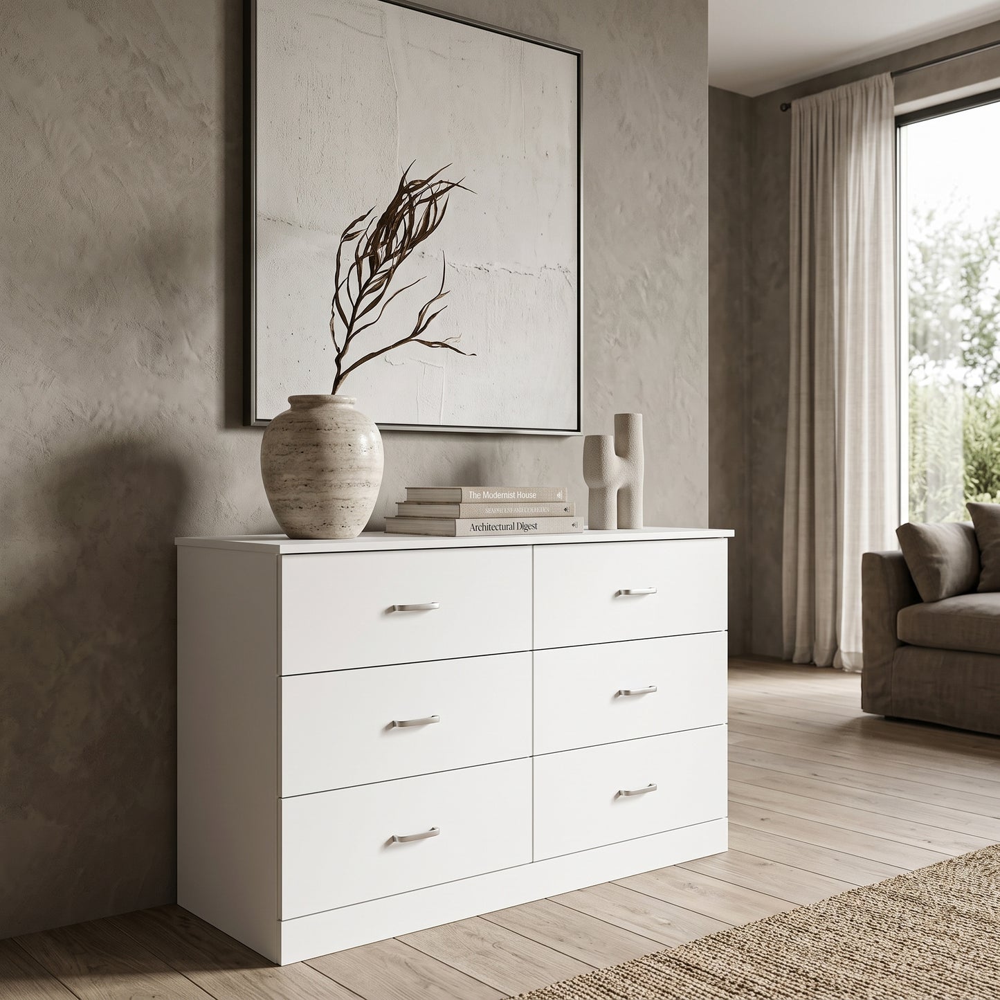 Galano Modern 6-Drawer Double Dresser for Bedroom with Interlocking Drawers & Anti-Tip Kit, 47" Wide