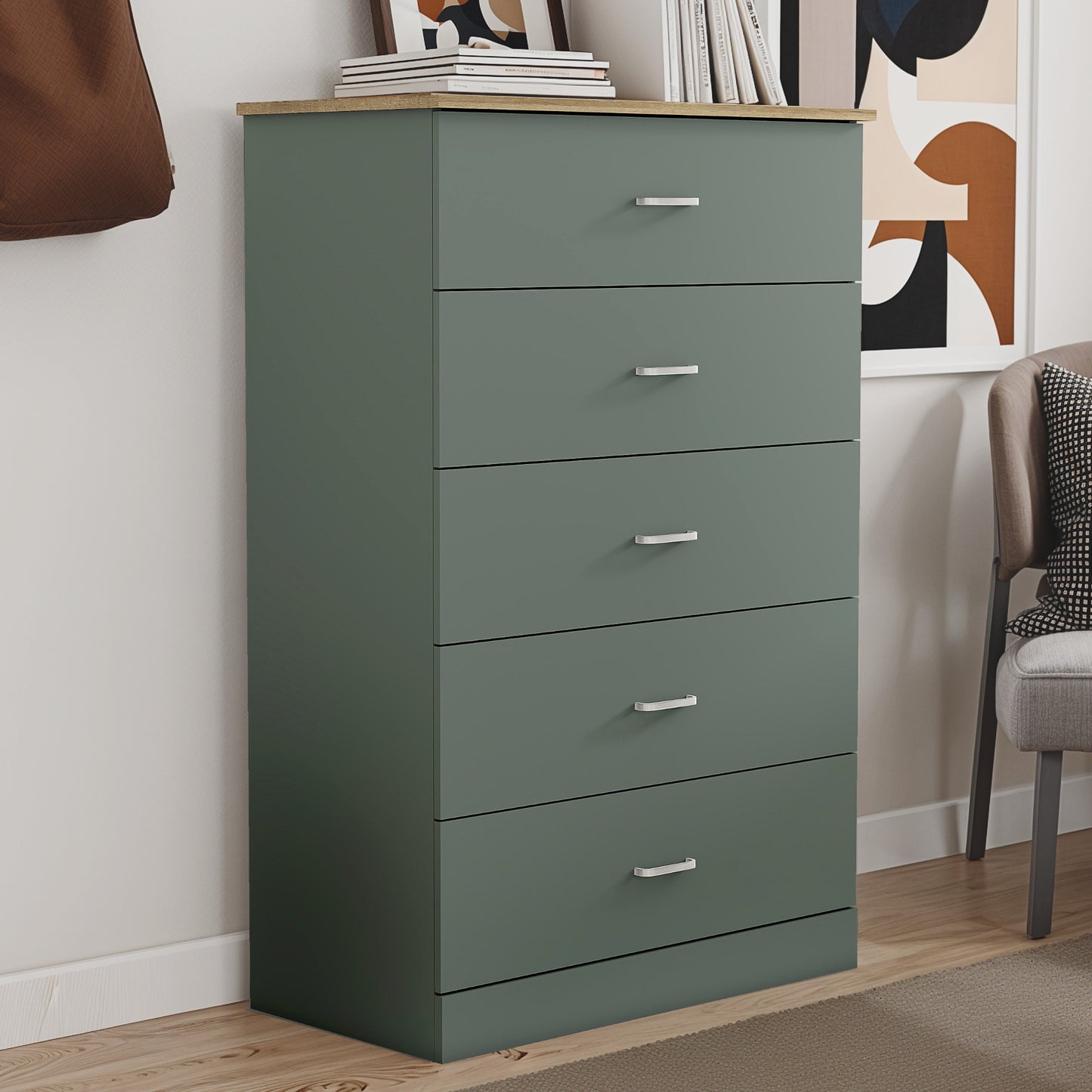 Galano 5-Drawer Dresser with Interlock Safety 31.3" W × 15.6" D × 47.2" H