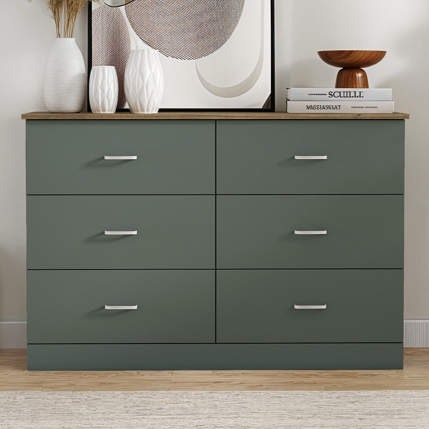 Galano 6-Drawer Double Dresser with Interlock Safety 47.0" W × 15.6" D × 31.7" H