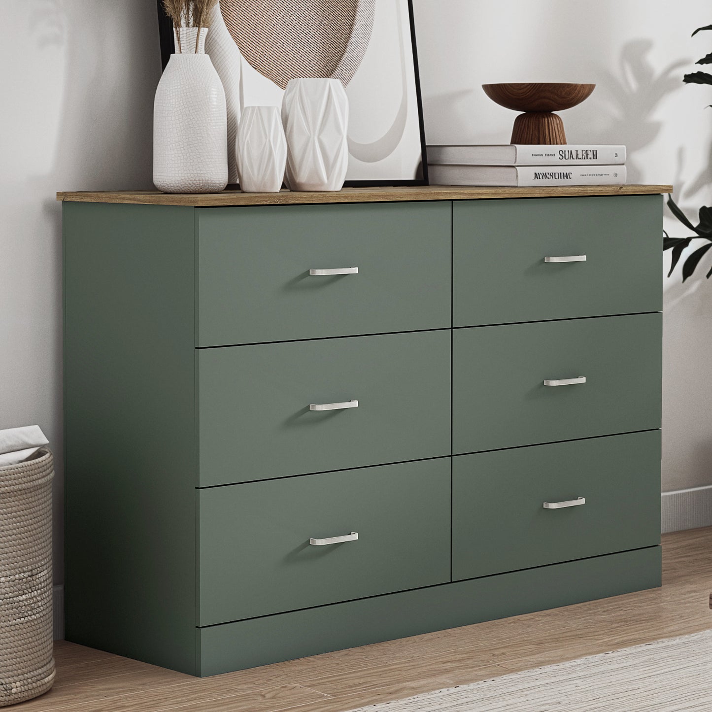 Galano 6-Drawer Double Dresser with Interlock Safety 47.0" W × 15.6" D × 31.7" H
