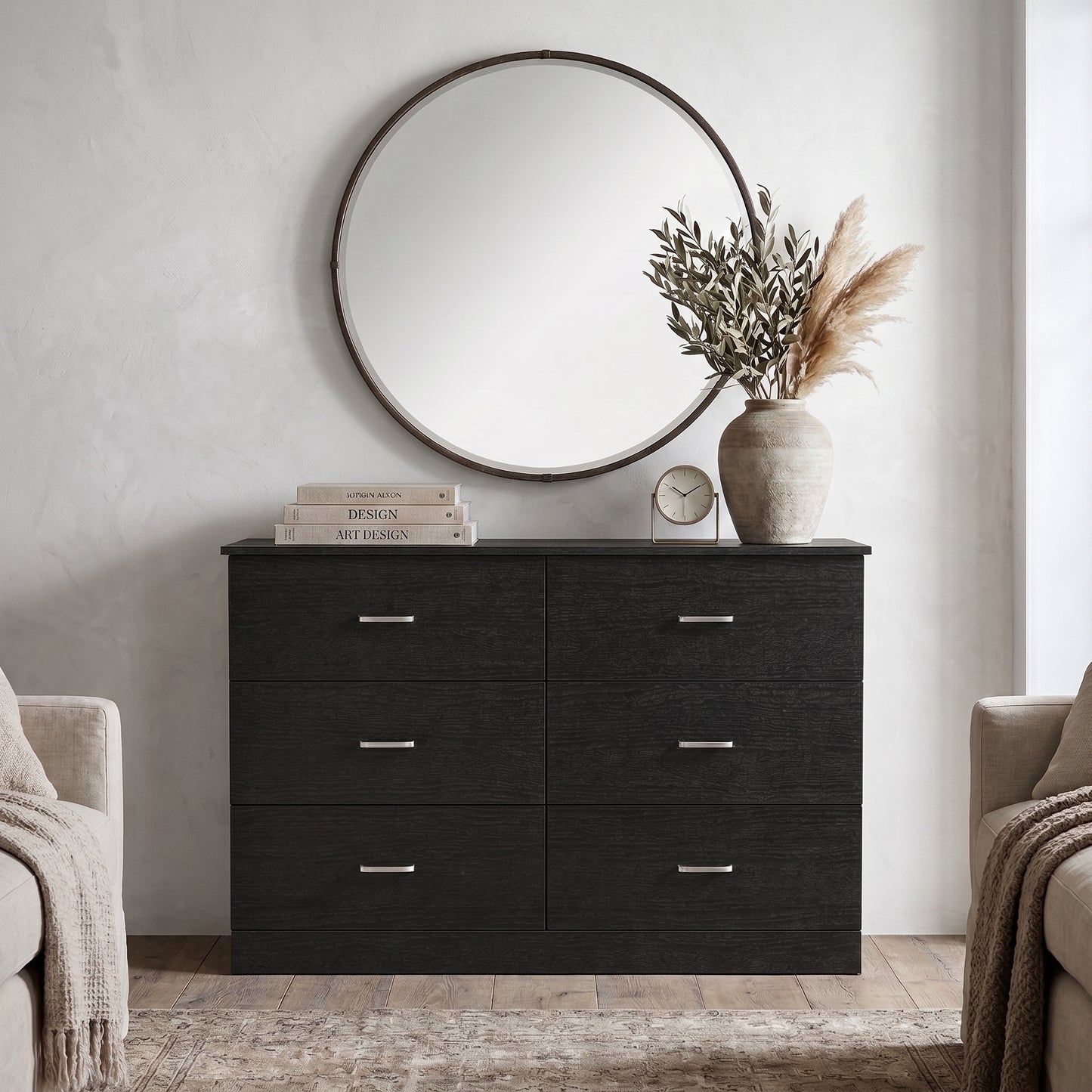 Galano Modern 6-Drawer Double Dresser for Bedroom with Interlocking Drawers & Anti-Tip Kit, 47" Wide