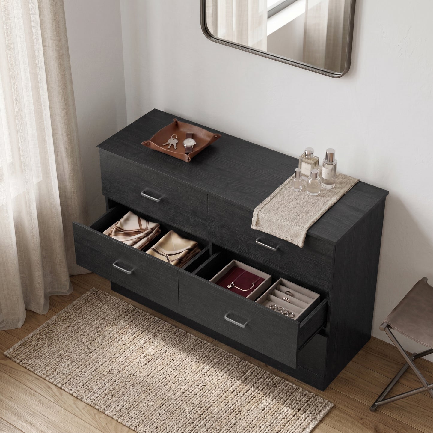 Galano Modern 6-Drawer Double Dresser for Bedroom with Interlocking Drawers & Anti-Tip Kit, 47" Wide