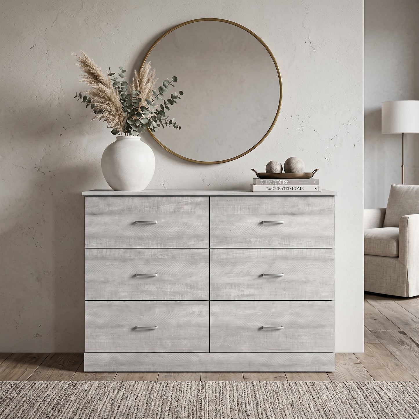 Galano Modern 6-Drawer Double Dresser for Bedroom with Interlocking Drawers & Anti-Tip Kit, 47" Wide