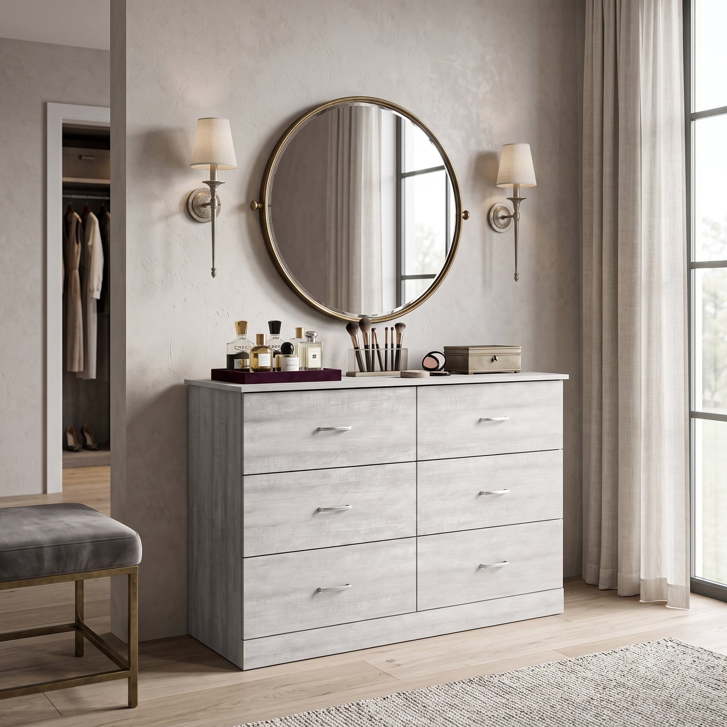 Galano Modern 6-Drawer Double Dresser for Bedroom with Interlocking Drawers & Anti-Tip Kit, 47" Wide