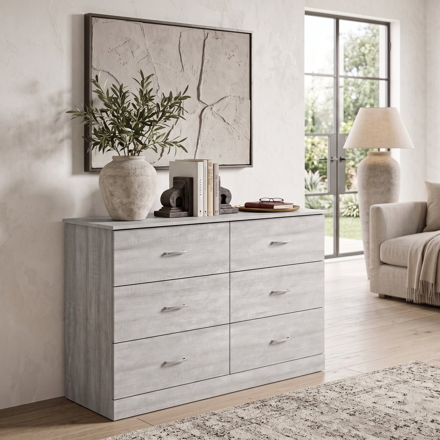 Galano Modern 6-Drawer Double Dresser for Bedroom with Interlocking Drawers & Anti-Tip Kit, 47" Wide