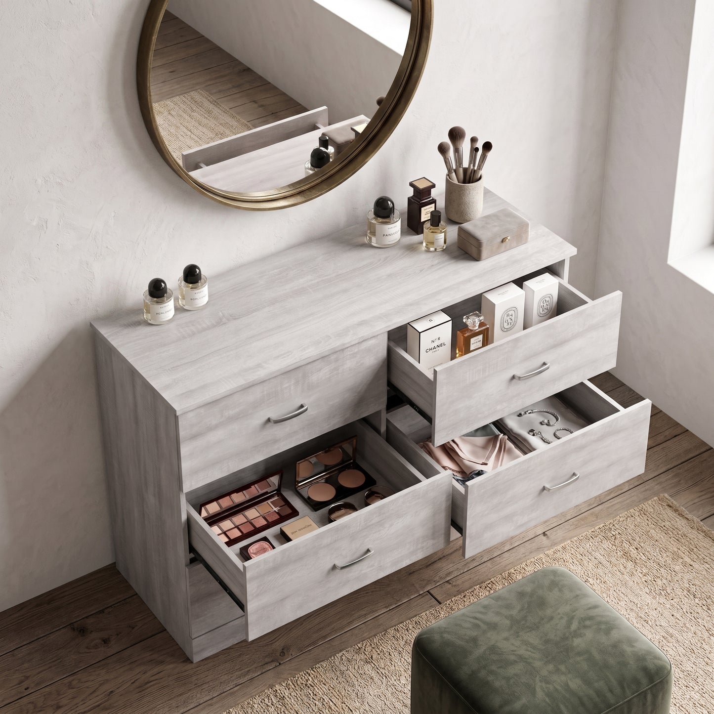 Galano Modern 6-Drawer Double Dresser for Bedroom with Interlocking Drawers & Anti-Tip Kit, 47" Wide
