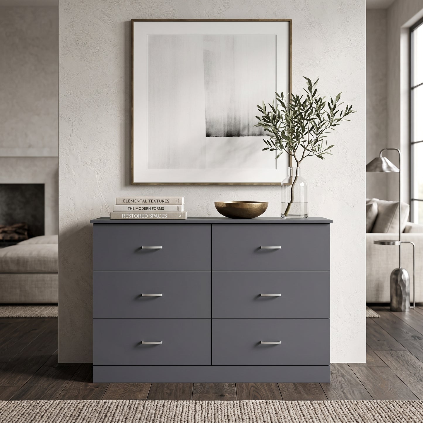 Galano Modern 6-Drawer Double Dresser for Bedroom with Interlocking Drawers & Anti-Tip Kit, 47" Wide