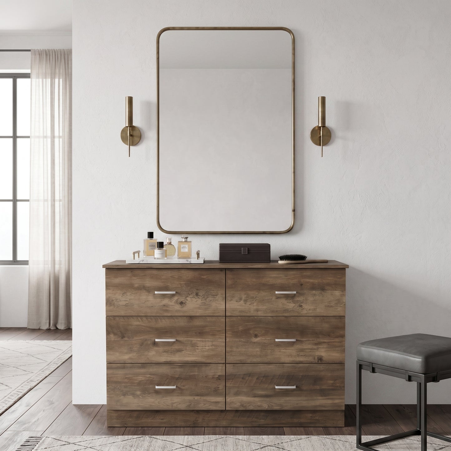Galano Modern 6-Drawer Double Dresser for Bedroom with Interlocking Drawers & Anti-Tip Kit, 47" Wide