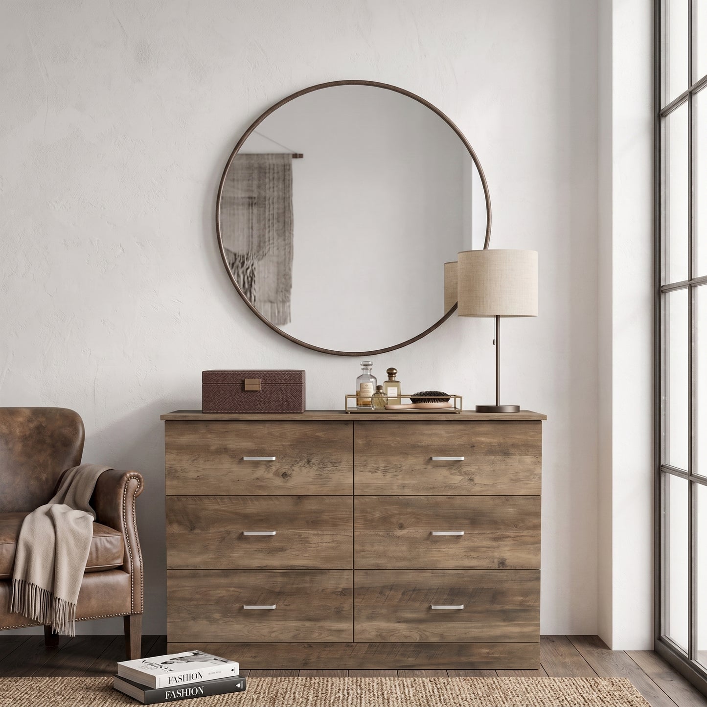 Galano Modern 6-Drawer Double Dresser for Bedroom with Interlocking Drawers & Anti-Tip Kit, 47" Wide