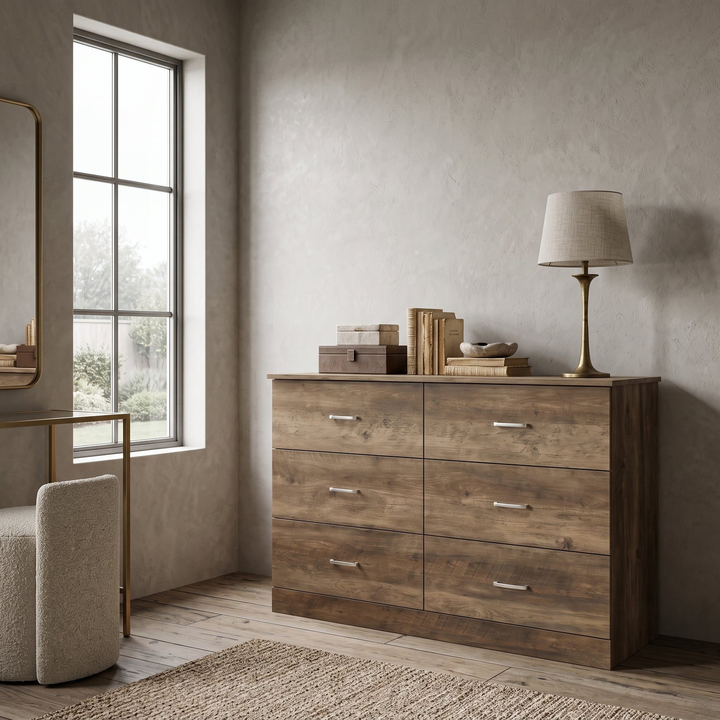 Galano Modern 6-Drawer Double Dresser for Bedroom with Interlocking Drawers & Anti-Tip Kit, 47" Wide