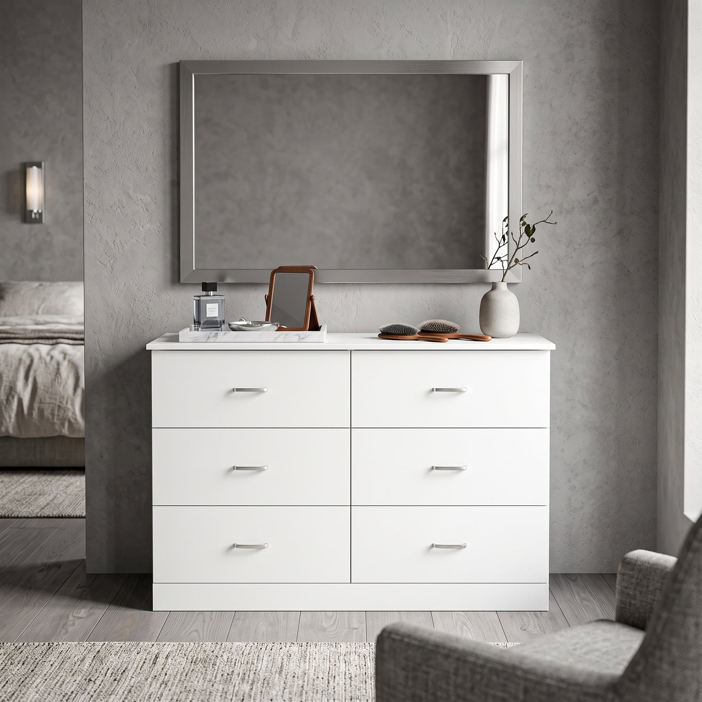 Galano Modern 6-Drawer Double Dresser for Bedroom with Interlocking Drawers & Anti-Tip Kit, 47" Wide