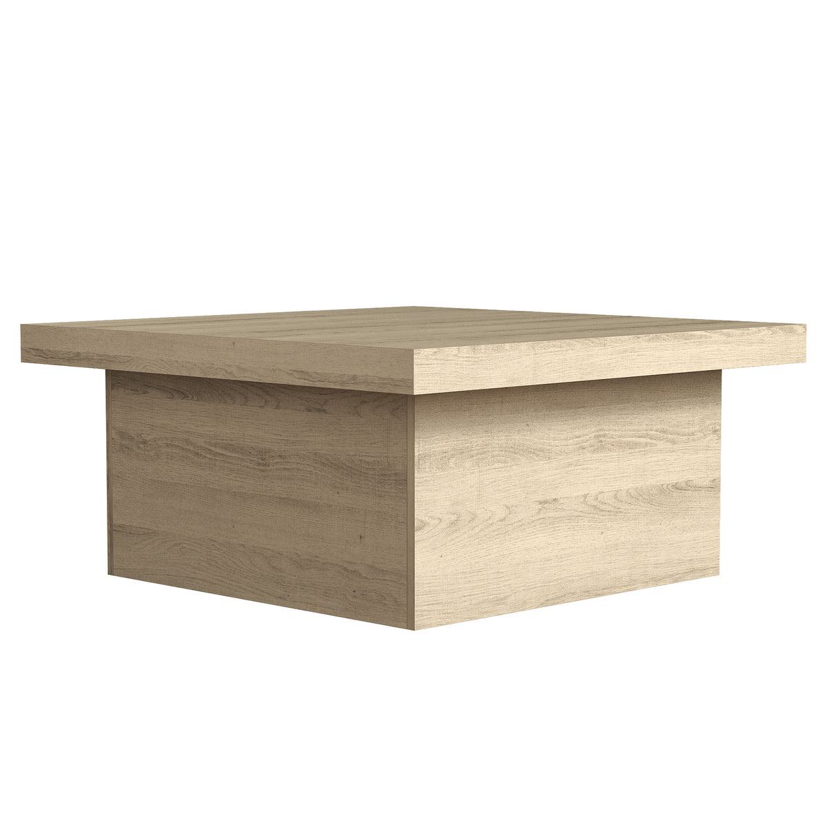 GALANO Square Coffee Table with Block Base, 35.4 in. Wide x 16.1 in. High, 1 Table