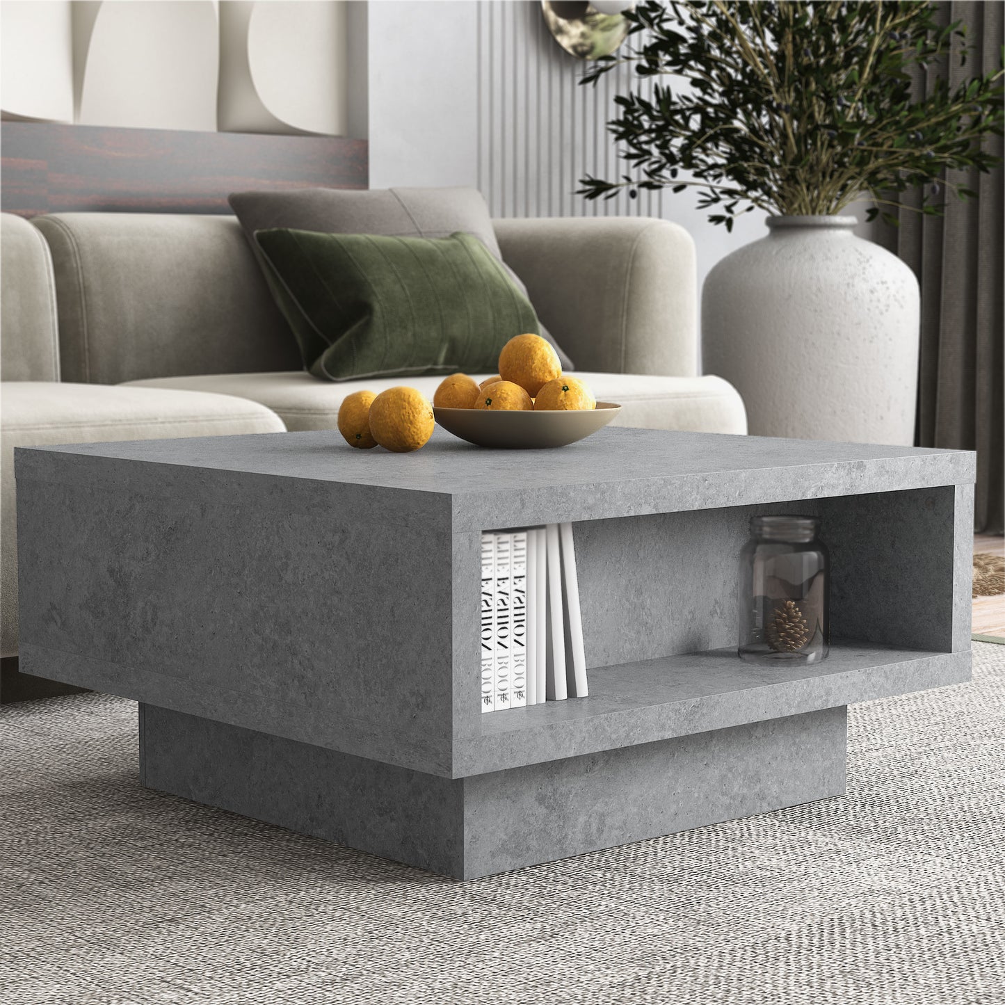 Galano Pedestal Coffee Table with Hidden Lift-Top Storage 31.5" W x 31.5" D x 16.0" H