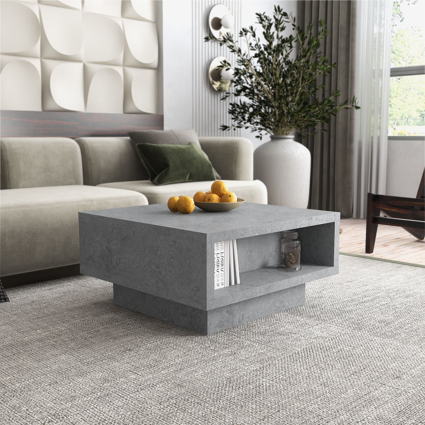 Galano Pedestal Coffee Table with Hidden Lift-Top Storage 31.5" W x 31.5" D x 16.0" H