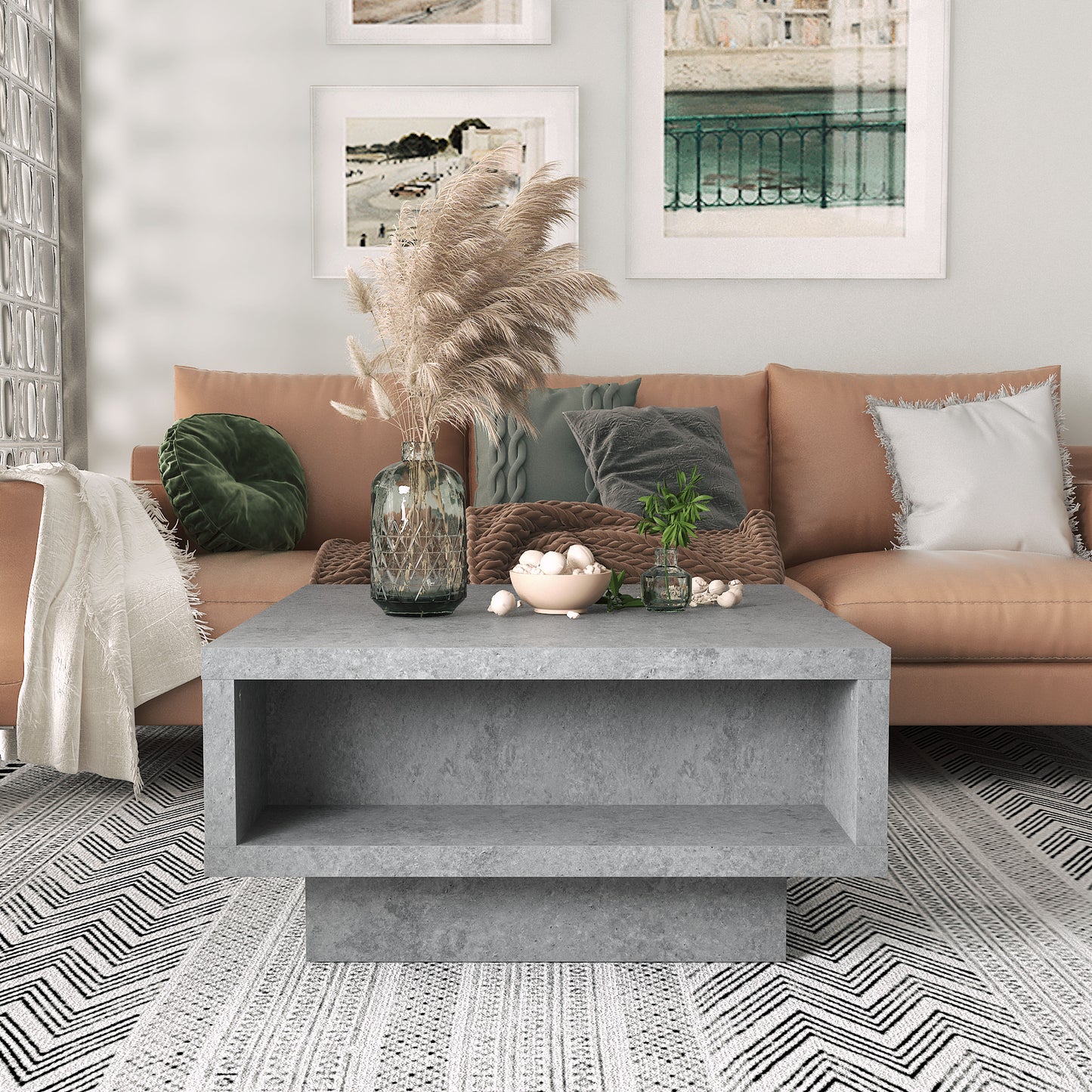 Galano Pedestal Coffee Table with Hidden Lift-Top Storage 31.5" W x 31.5" D x 16.0" H