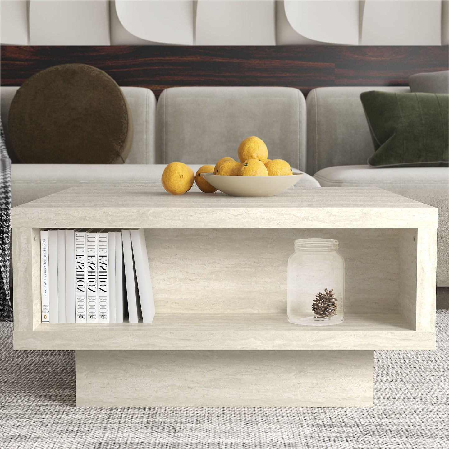 Galano Pedestal Coffee Table with Hidden Lift-Top Storage 31.5" W x 31.5" D x 16.0" H