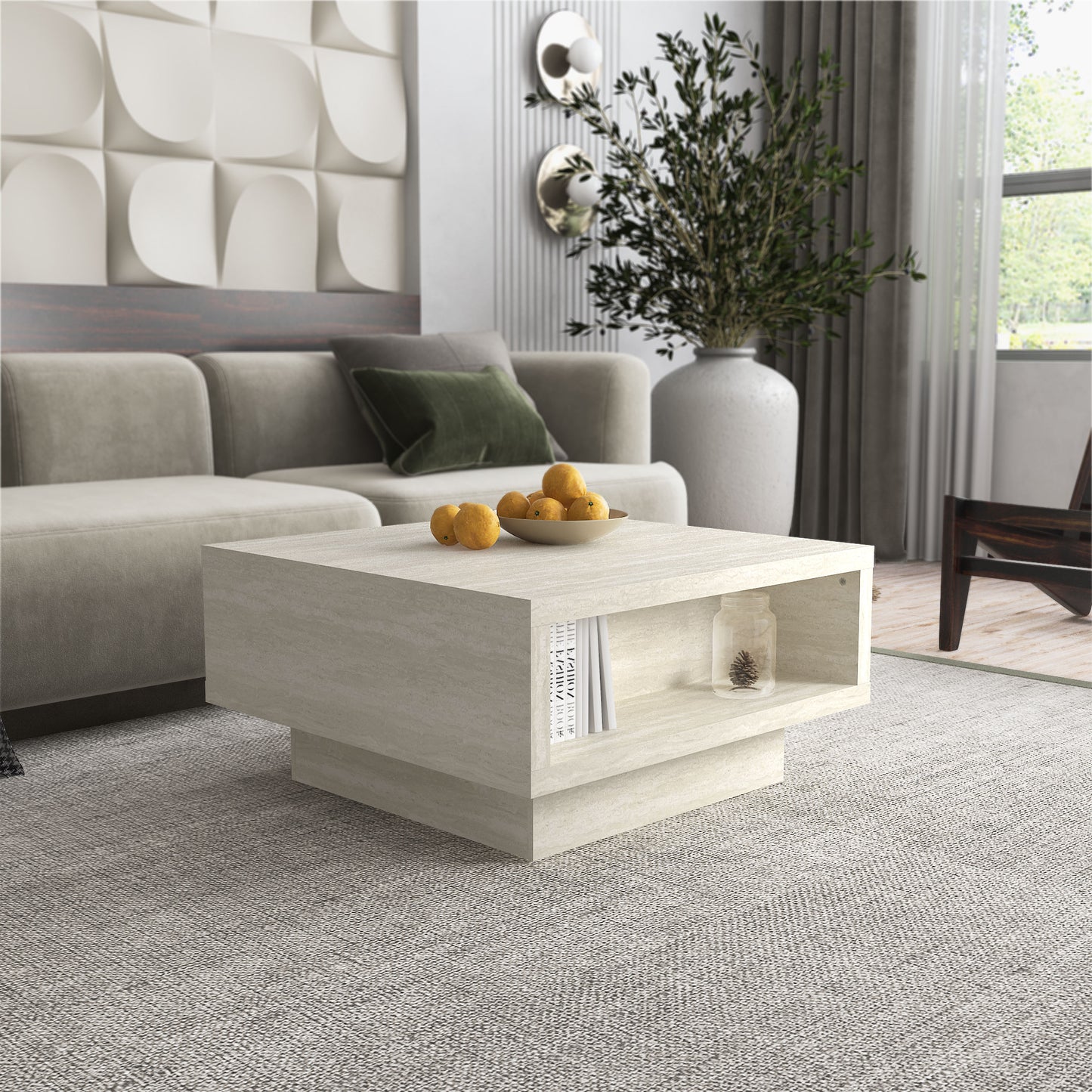 Galano Pedestal Coffee Table with Hidden Lift-Top Storage 31.5" W x 31.5" D x 16.0" H