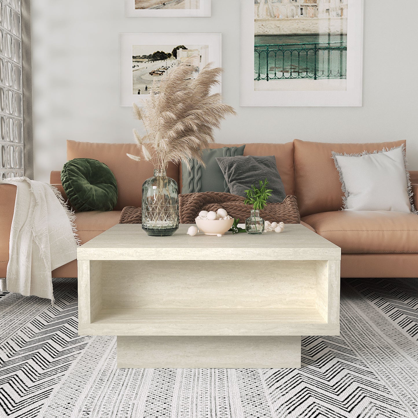 Galano Pedestal Coffee Table with Hidden Lift-Top Storage 31.5" W x 31.5" D x 16.0" H
