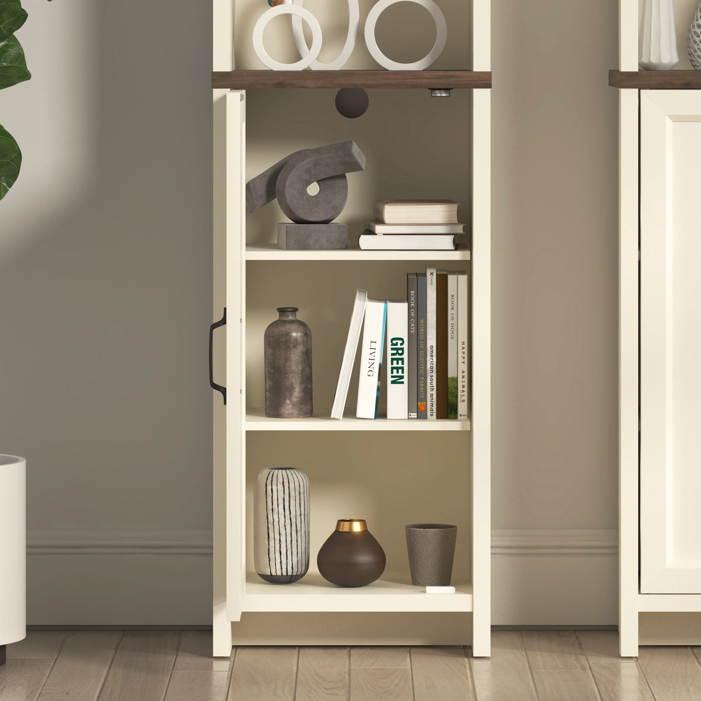 Galano Tall Bathroom Storage Cabinet with Adjustable Shelves & Closed Door, Narrow Linen Tower for Small Spaces, Ivory Knotty Oak