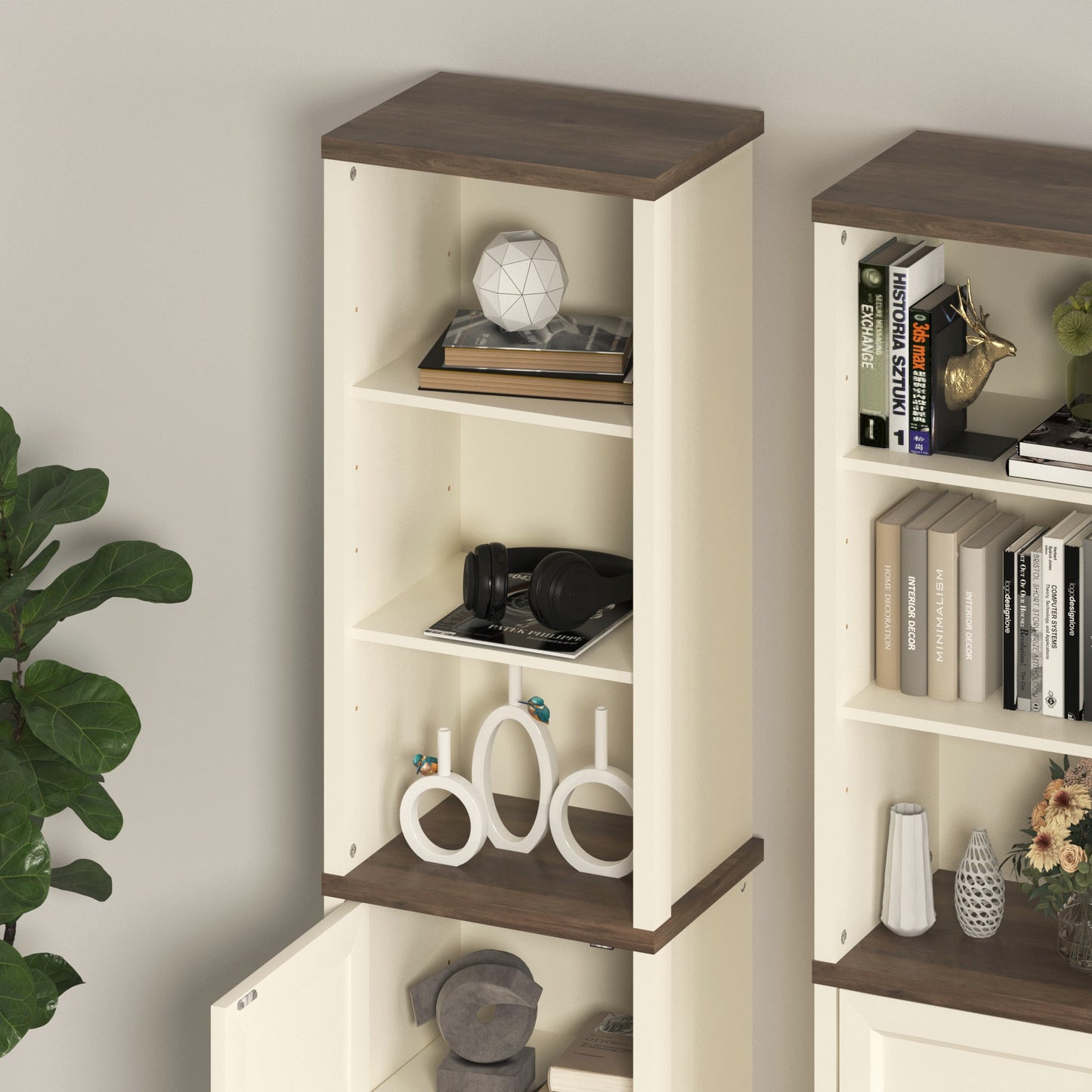 Galano Tall Bathroom Storage Cabinet with Adjustable Shelves & Closed Door, Narrow Linen Tower for Small Spaces, Ivory Knotty Oak