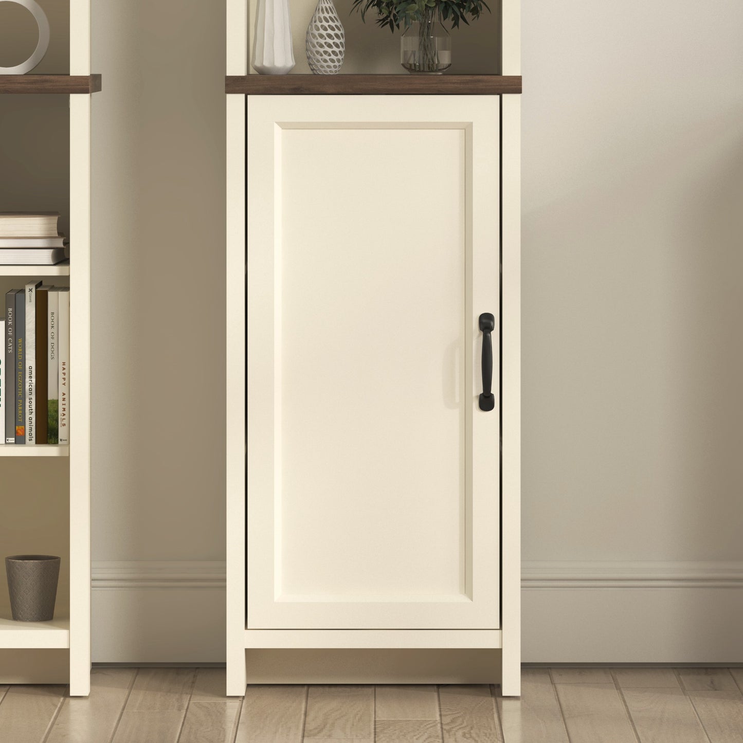 Galano Tall Bathroom Storage Cabinet with Adjustable Shelves & Closed Door, Narrow Linen Tower for Small Spaces, Ivory Knotty Oak
