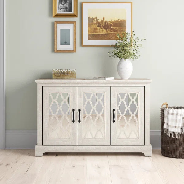 Galano sideboard with acrylic lattice doors in dusty gray oak 45.7" W × 15.7" D × 29.3" H