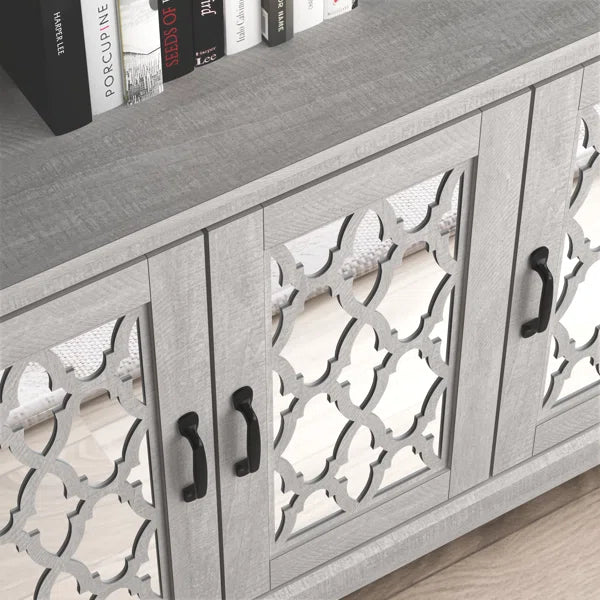 Galano sideboard with acrylic lattice doors in dusty gray oak 45.7" W × 15.7" D × 29.3" H