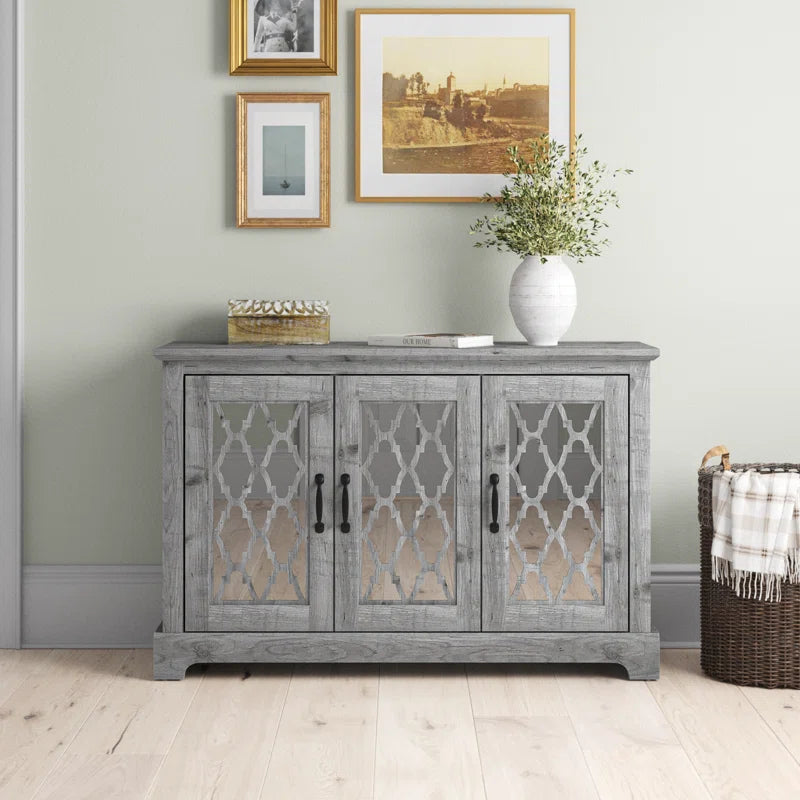 Galano sideboard with acrylic lattice doors in dusty gray oak 45.7" W × 15.7" D × 29.3" H