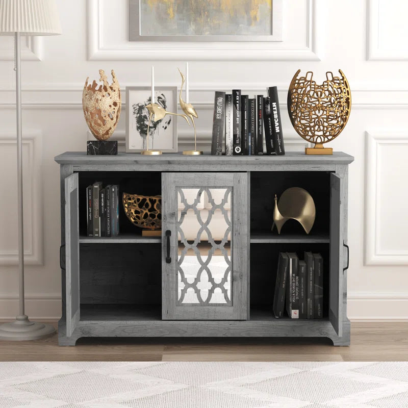 Galano sideboard with acrylic lattice doors in dusty gray oak 45.7" W × 15.7" D × 29.3" H