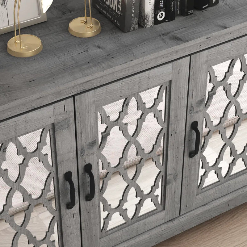 Galano sideboard with acrylic lattice doors in dusty gray oak 45.7" W × 15.7" D × 29.3" H