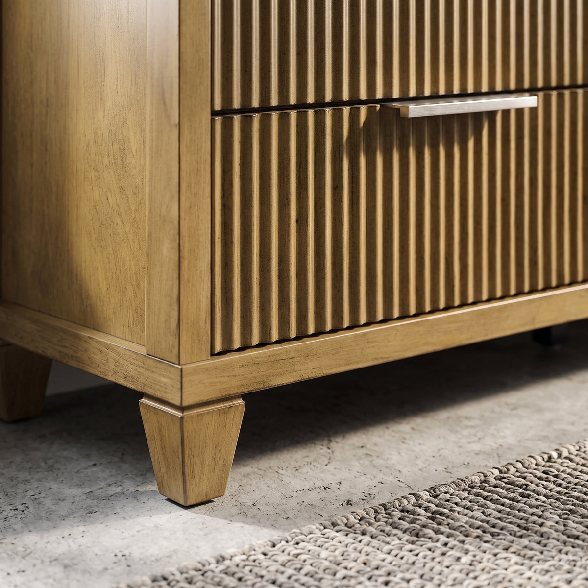 Galano 54.8" Wide Mid-Century Modern 6 Drawer Dresser with Fluted Fronts and Solid Wood Feet
