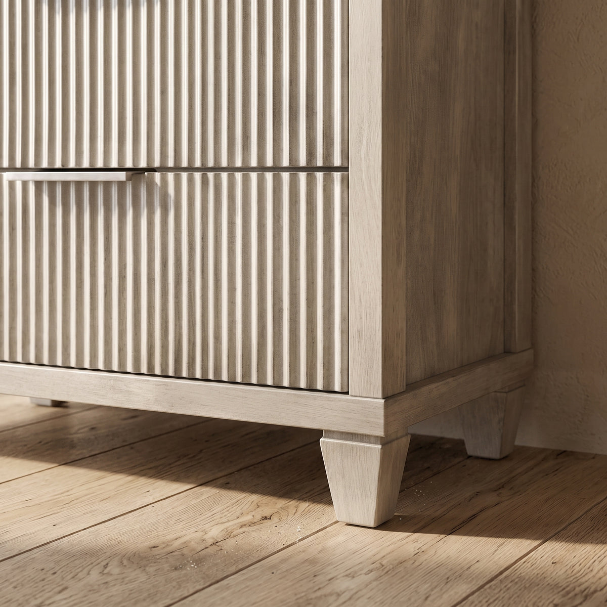 Galano 28.7" W Mid-Century Modern 5 Drawer Chest with Fluted Fronts and Interlocking Drawers