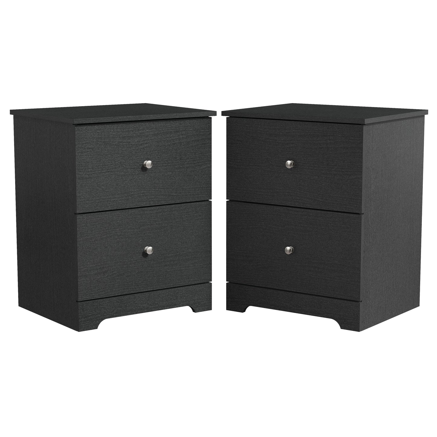 Galano Modern 2-Drawer Nightstands Set of 2 with Metal Knob Handles 18.7" W × 15.7" D × 23.7" H