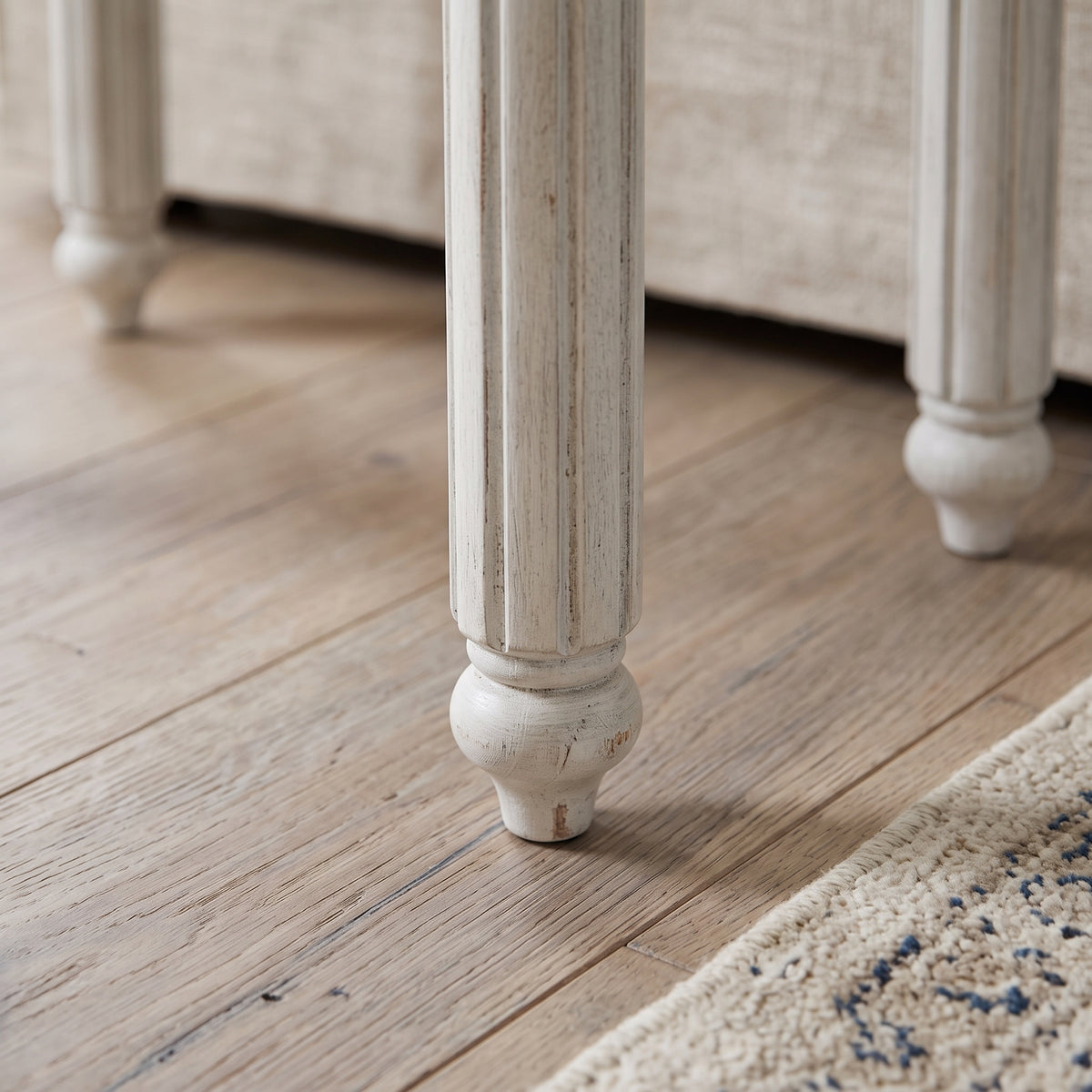 Galano 23.6" Rustic Solid Wood Turned Leg Rectangular End Table