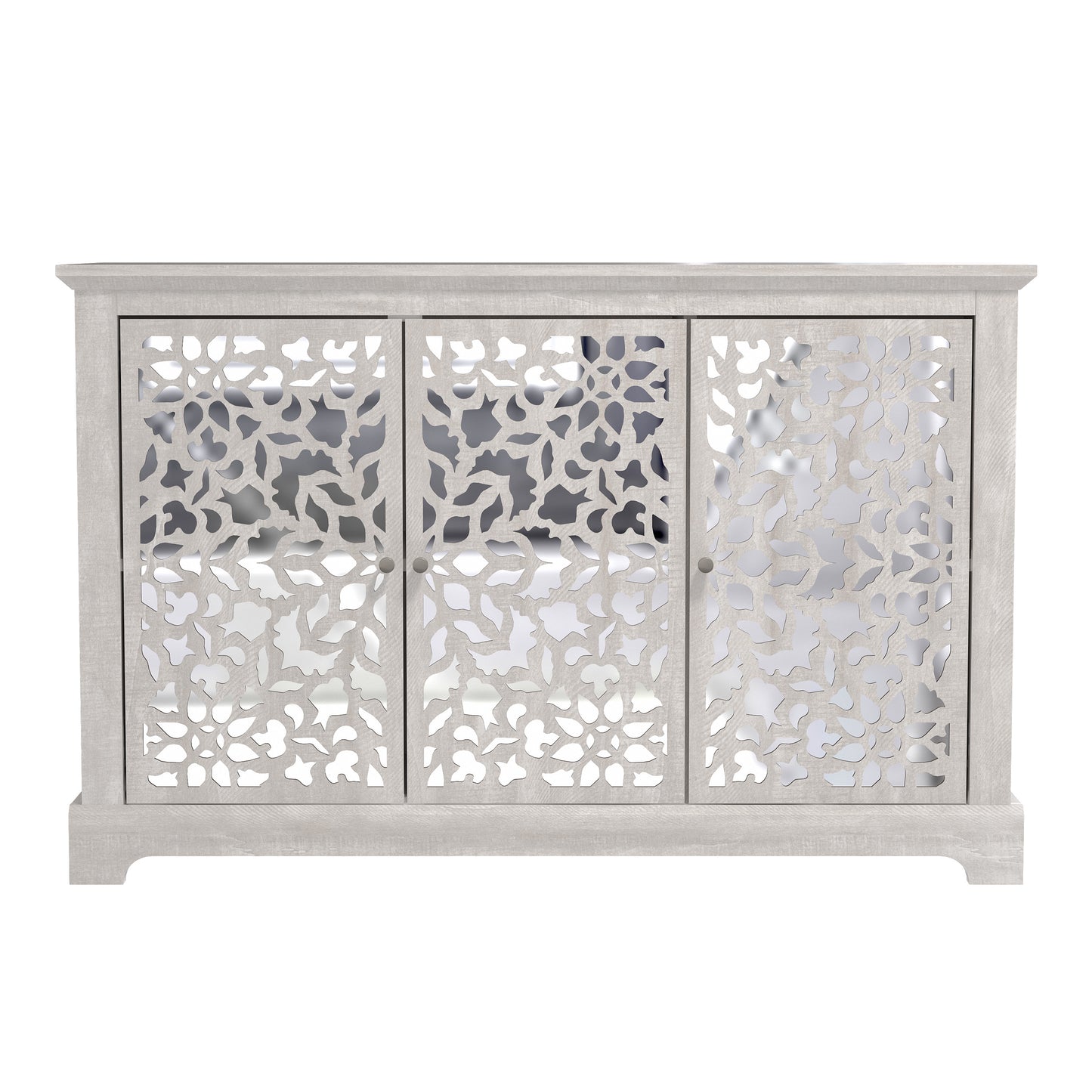 Galano 3-Door Sideboard with Mirrored Cutout Doors 45.7" W × 15.7" D × 29.3" H
