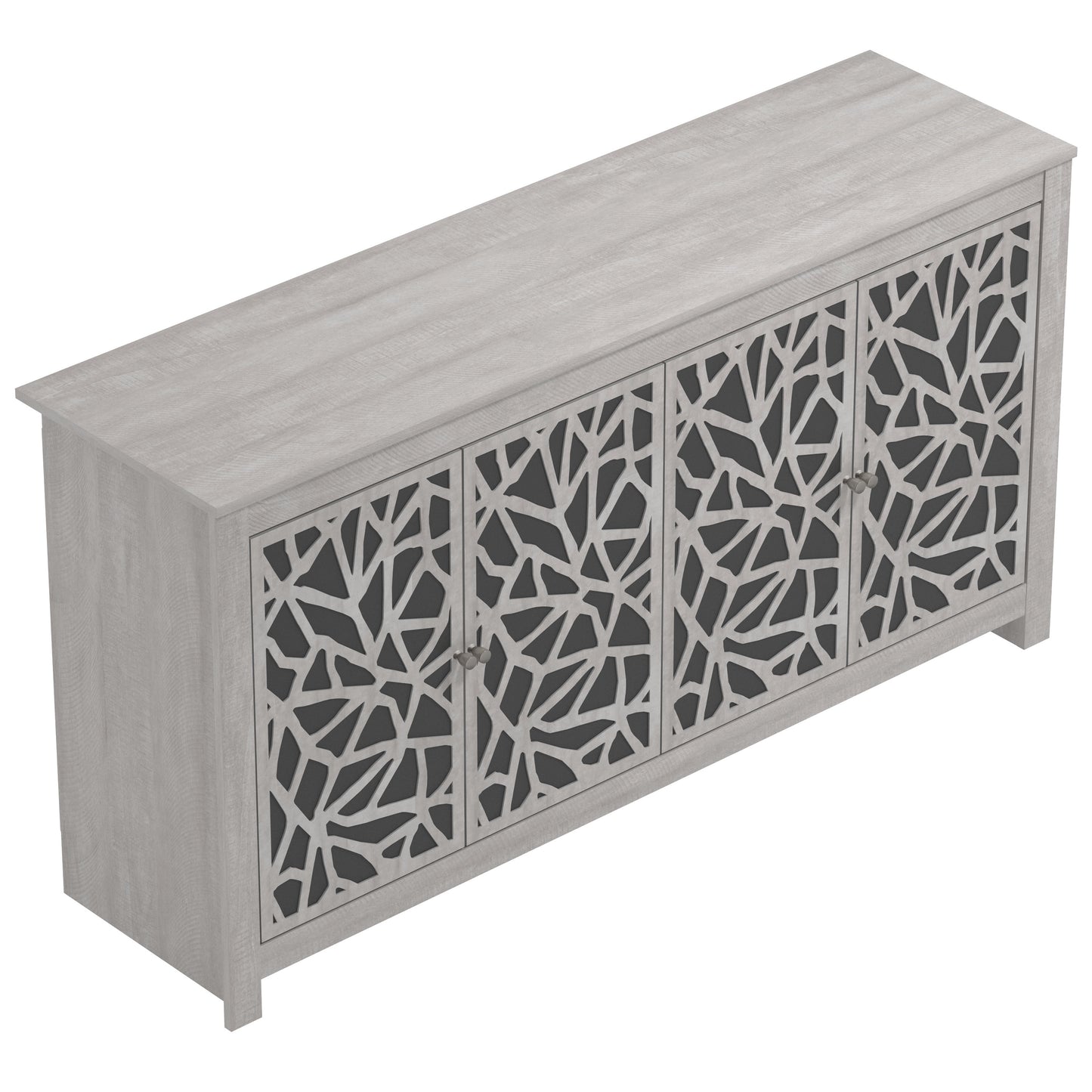 Galano Sideboard with Decorative Cut-Out Doors in Black 58.4" W × 15.7" D × 30" H