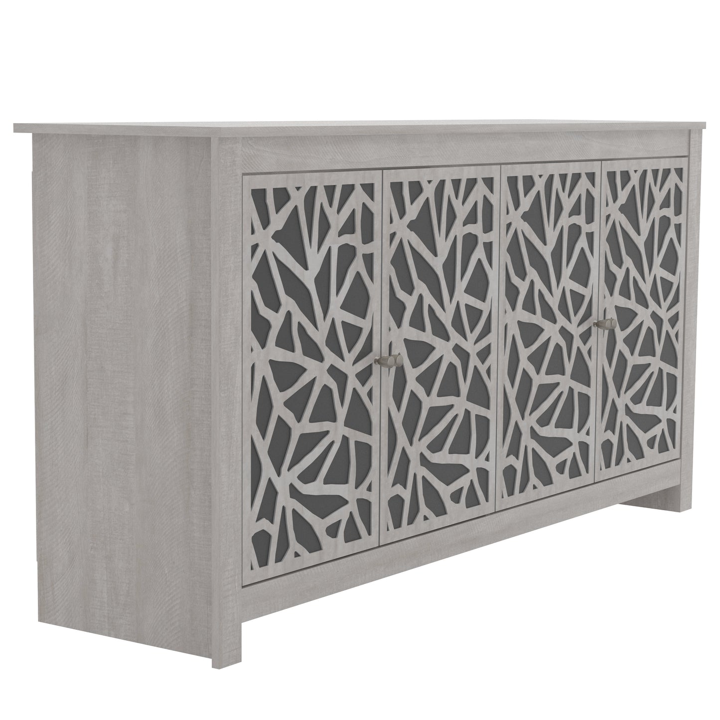 Galano Sideboard with Decorative Cut-Out Doors in Black 58.4" W × 15.7" D × 30" H