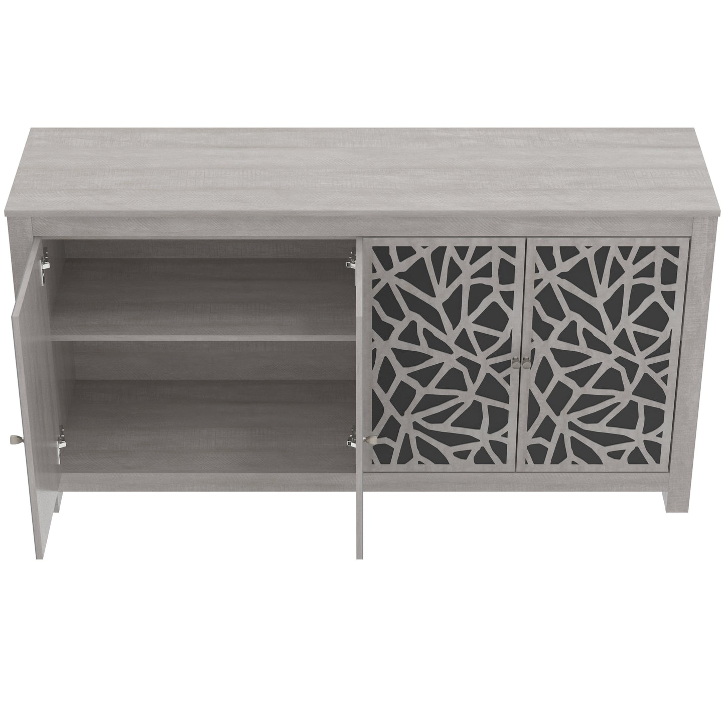 Galano Sideboard with Decorative Cut-Out Doors in Black 58.4" W × 15.7" D × 30" H