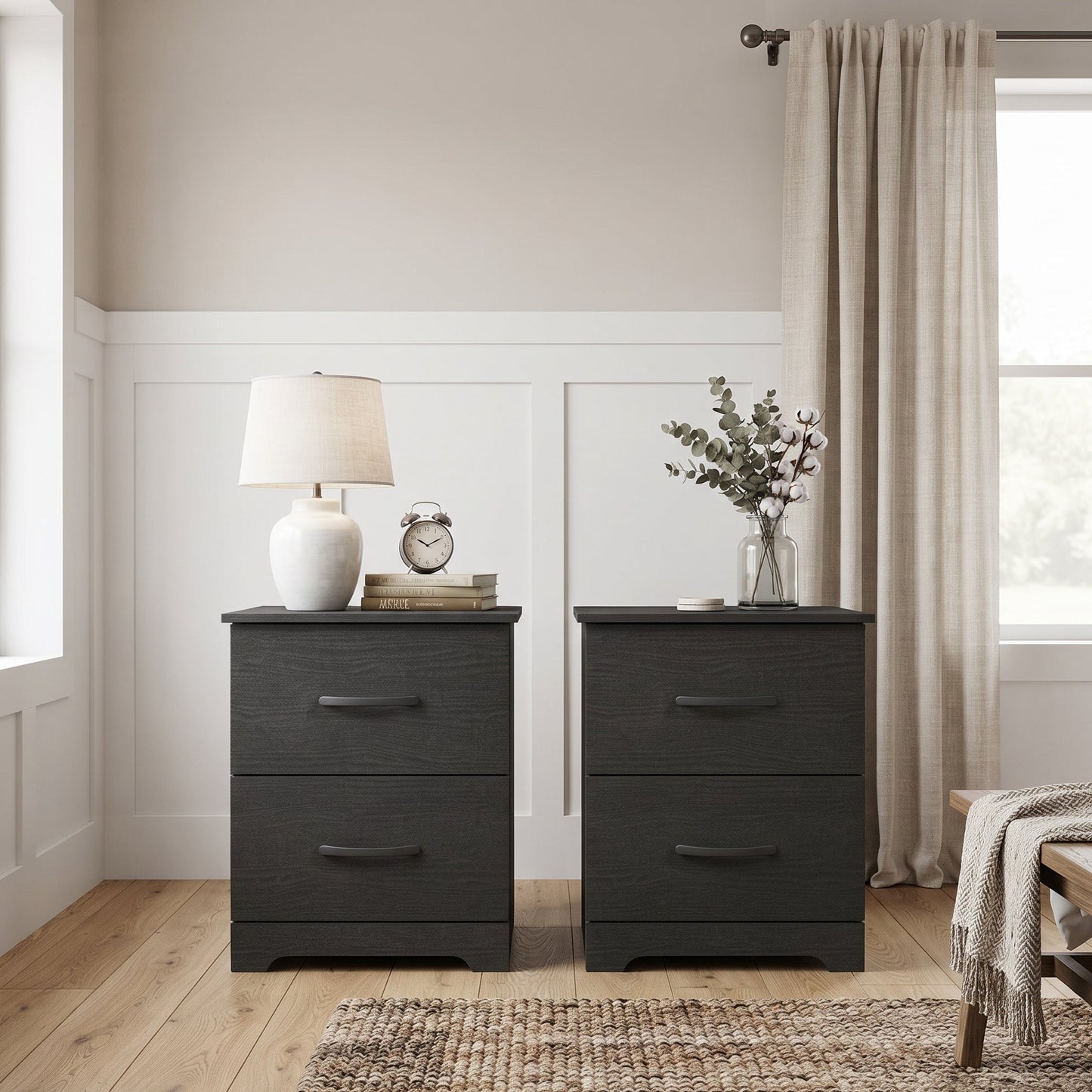 Galano Modern 2-Drawer Nightstand with Storage, Compact Bedside Table or End Table, 18.7" W x 15.7" D x 23.7" H