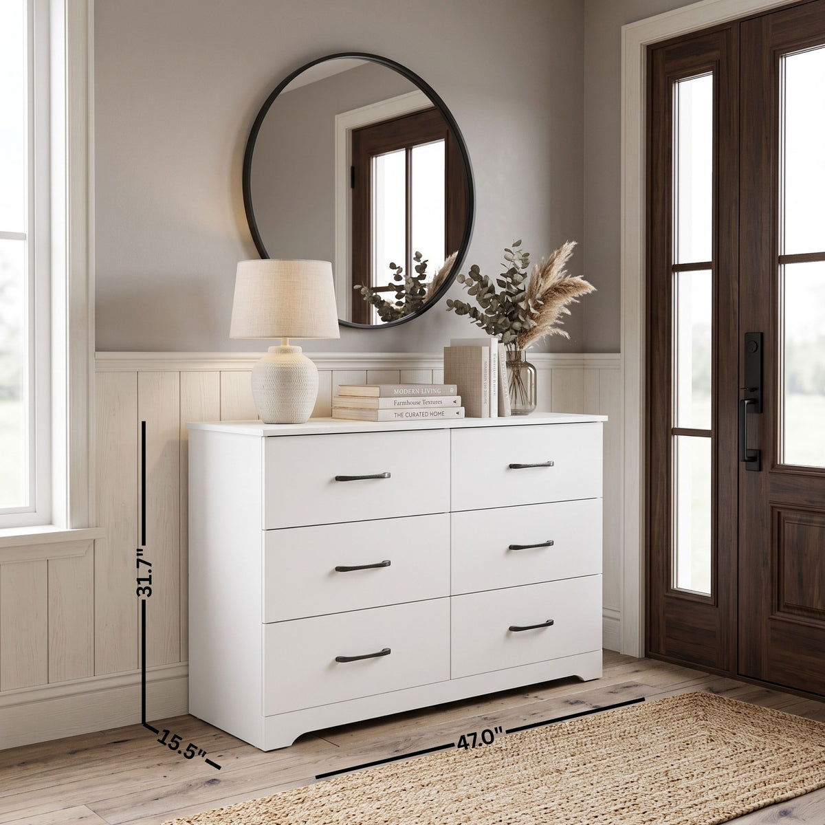 Galano Modern 6 Drawer Dresser for Bedroom with Interlocking Drawers & Anti-Tip Kit, 47"