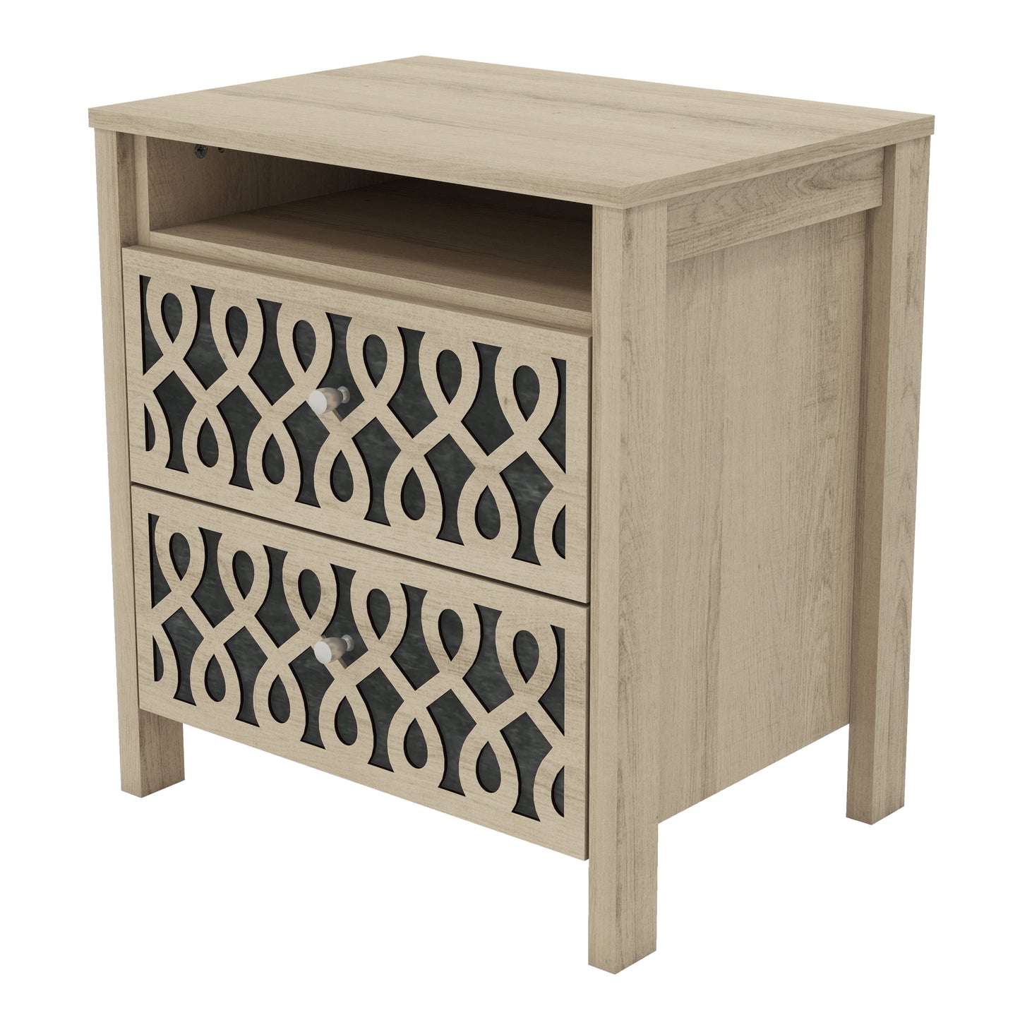 Galano Modern 2-Drawer Nightstands with Open Storage Set of 2 20.9" W × 15.7" D × 22.7" H
