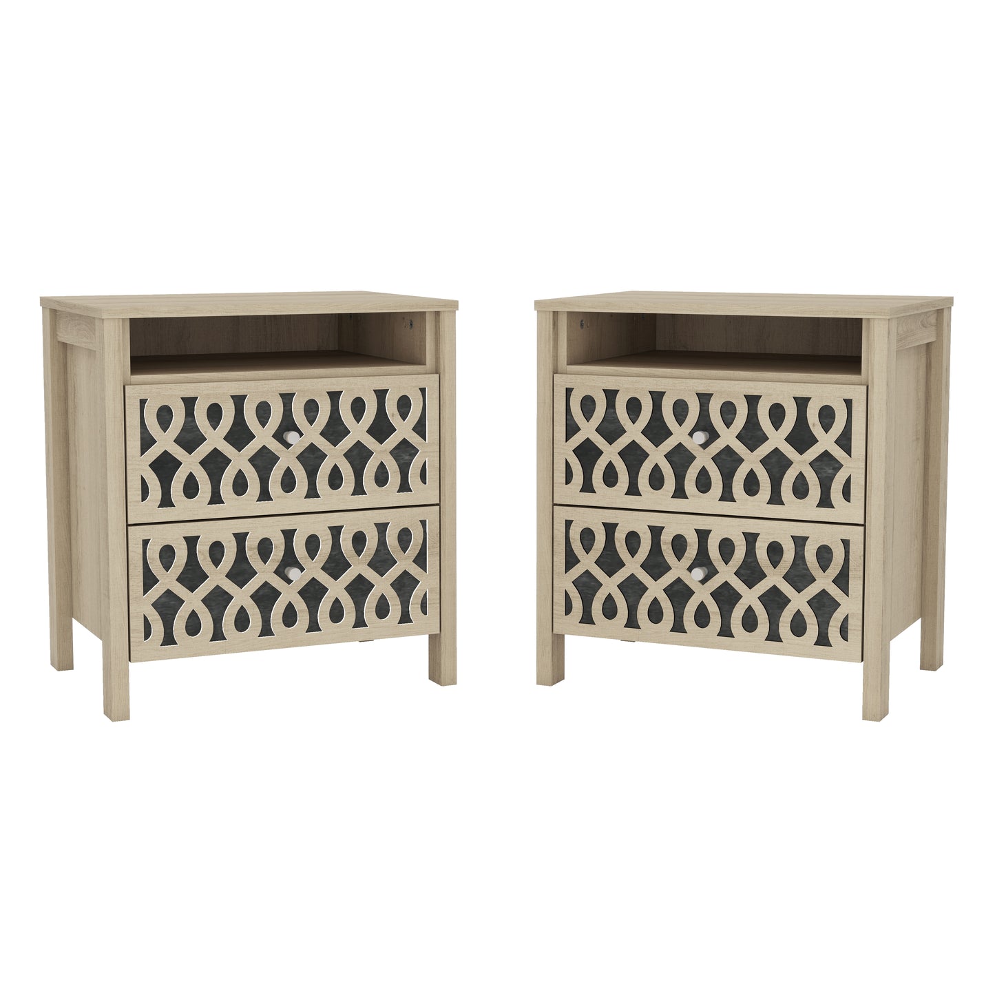 Galano Modern 2-Drawer Nightstands with Open Storage Set of 2 20.9" W × 15.7" D × 22.7" H