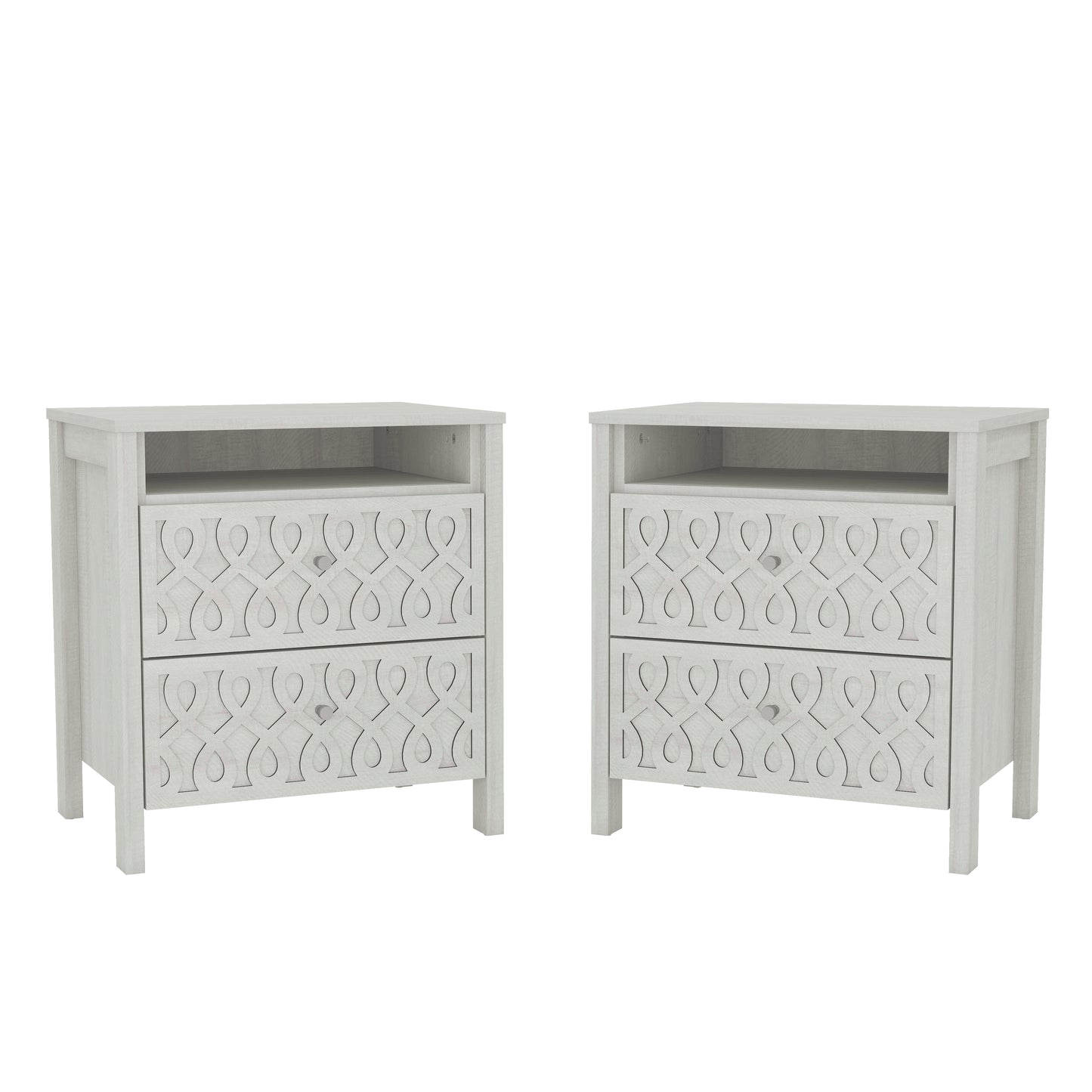 Galano Modern 2-Drawer Nightstands with Open Storage Set of 2 20.9" W × 15.7" D × 22.7" H