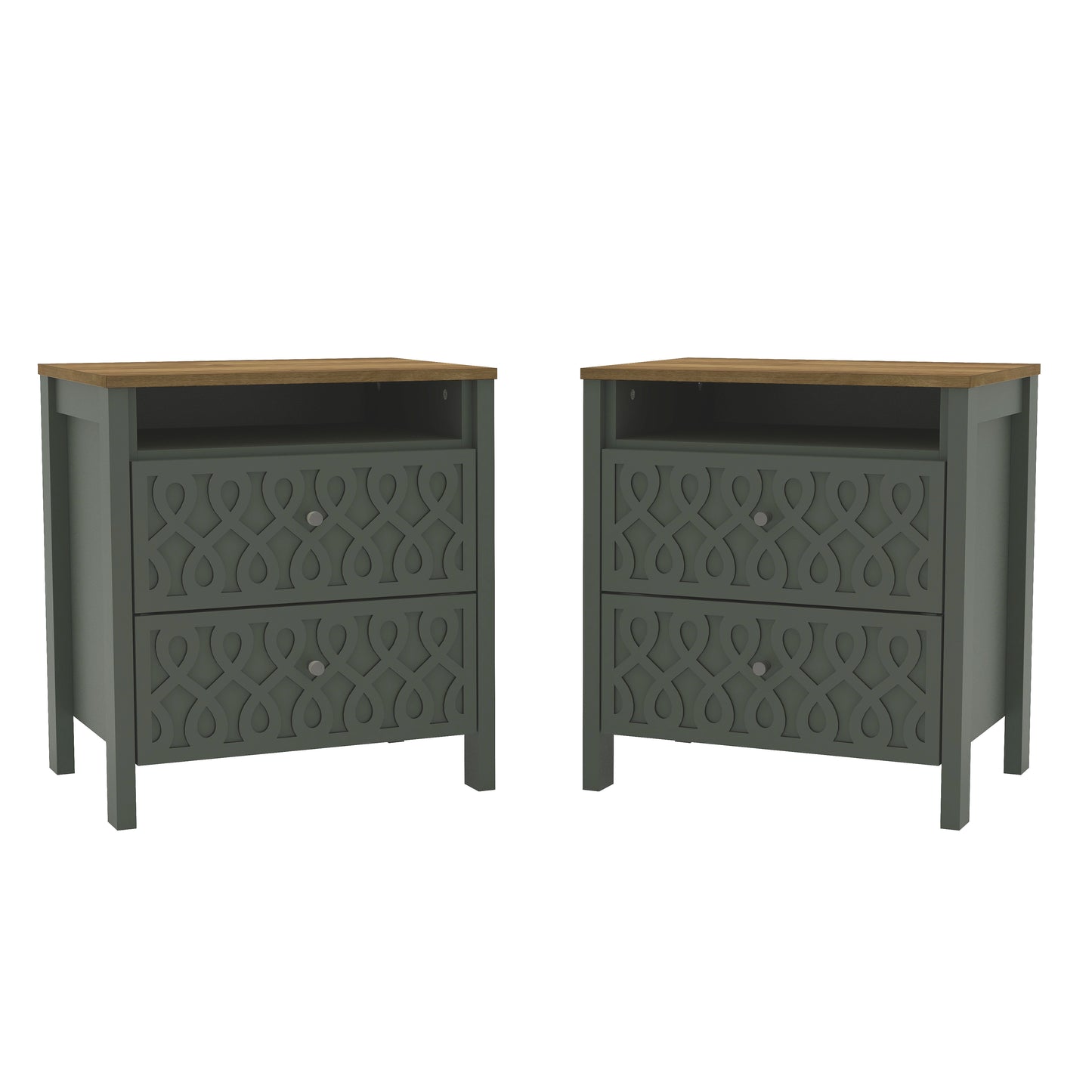 Galano Modern 2-Drawer Nightstands with Open Storage Set of 2 20.9" W × 15.7" D × 22.7" H